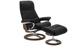 Sessel Ekornes aus Leder in Schwarz Holzfarben Dunkel Stressless VIEW M Signature Relax-Sessel und Hocker Leder Signature Teak, Medium, Leder Paloma Black