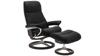Sessel Ekornes aus Leder in Schwarz Holzfarben Dunkel Stressless VIEW M Signature Relax-Sessel und Hocker Leder Signature Wenge, Medium, Leder Paloma Black
