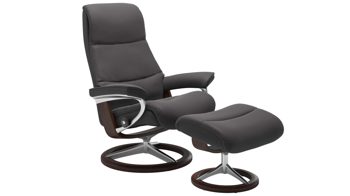 Sessel Ekornes aus Leder in Dunkelgrau Dunkelbraun Stressless VIEW M Signature Relax-Sessel und Hocker Leder Signature Brown, Medium, Leder Paloma Rock