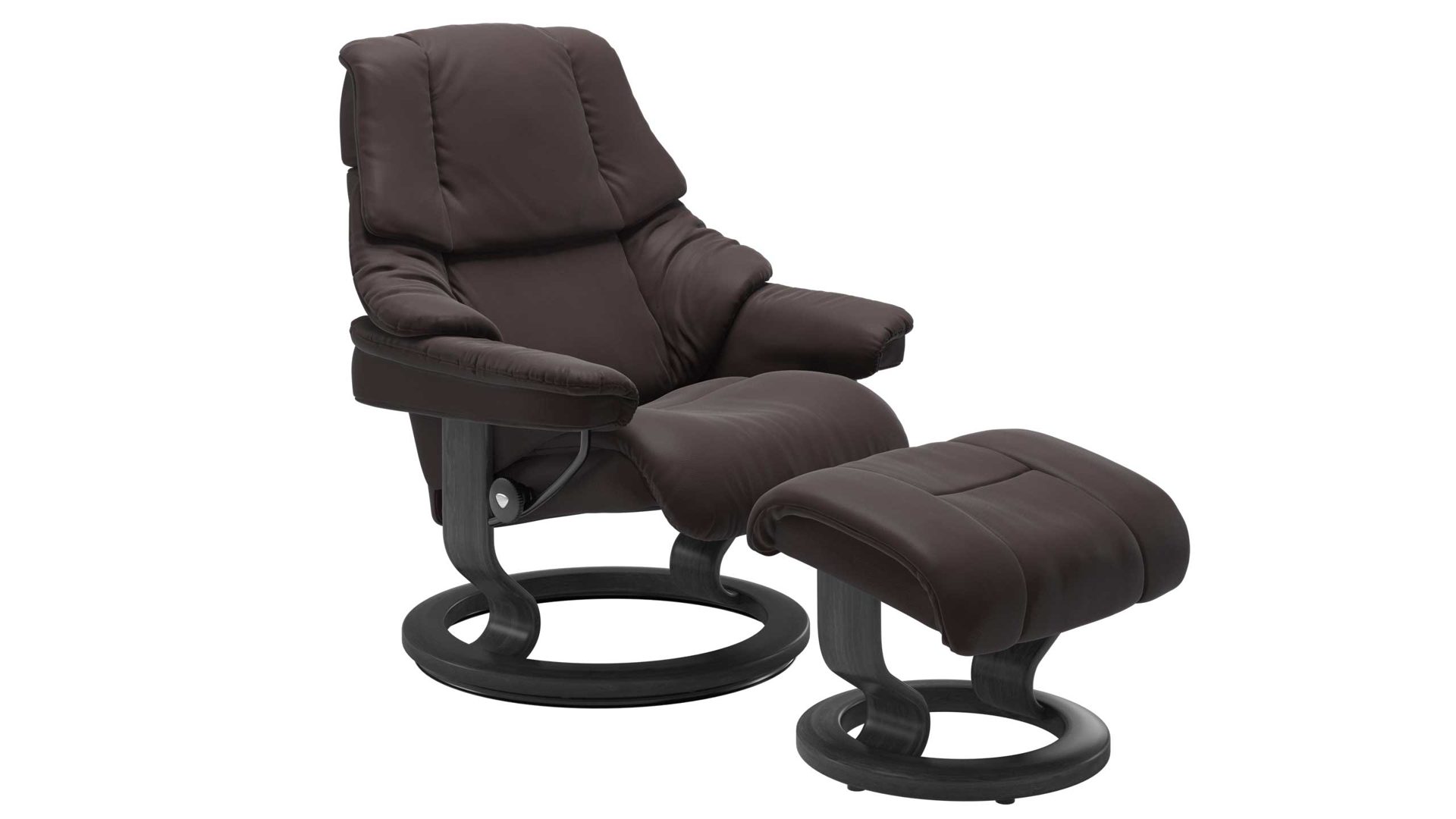 Sessel Ekornes aus Leder in Dunkelbraun Dunkelgrau Stressless RENO M Classic Relax-Sessel und Hocker Leder Classic Grey, Medium, Leder Paloma Chocolate