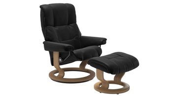 Sessel Ekornes aus Leder in Schwarz Holzfarben Stressless MAYFAIR M Classic Relax-Sessel und Hocker Leder Classic Oak, Medium, Leder Batick Black