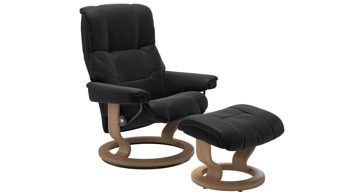 Sessel Ekornes aus Leder in Schwarz Holzfarben Stressless MAYFAIR M Classic Relax-Sessel und Hocker Leder Classic Oak, Medium, Leder Paloma Black, Classic Schwarz