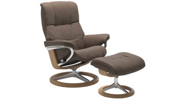 Sessel Ekornes aus Leder in Dunkelbraun Holzfarben Stressless MAYFAIR M Signature Relax-Sessel und Hocker Leder Signature Oak, Medium, Leder Batick Mole