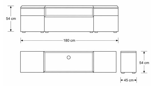 Lowboard Interliving aus Holz in Weiß Interliving Wohnzimmer Serie 2031 - Lowboard als Medienmöbel Tonweiß & graues Glas - zwei Türen, eine Schublade, Breite ca. 180 cm