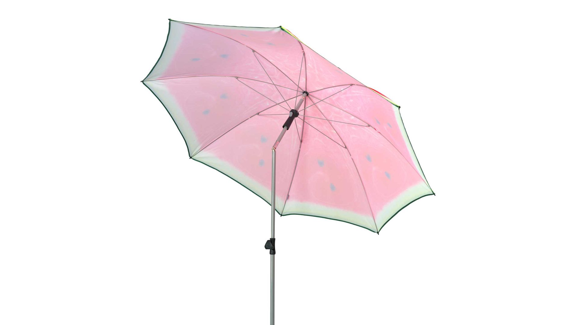 Sonnenschirm Doppler aus Mikrofaser in Rot Silber Doppler Sonnenschirm MELONE ca. 200 cm LSF 50+ Gestell Stahlrohr silber, Bezug Polyester Motiv Melone