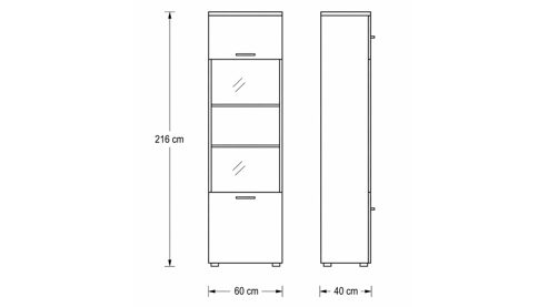 Vitrine Interliving aus Holz in Holzfarben Hell Interliving Wohnzimmer Serie 2110 - Vitrine Naturbuche - eine Tür, Höhe ca. 216 cm