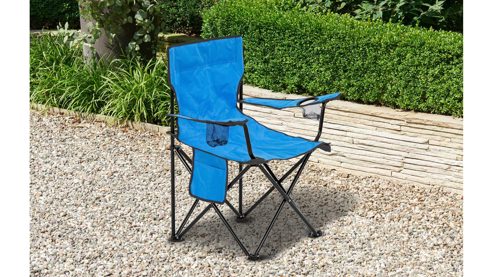 Klappstuhl Testrut aus Kunstfaser Kunststoff Metall in Grün Blau Schwarz TESTRUT Anglerstuhl 136413, Klappstuhl mit 2x Getränkehalter + Tasche farbig sortiert - grün, blau, schwarz - ca. 50 x 80 x 50 cm