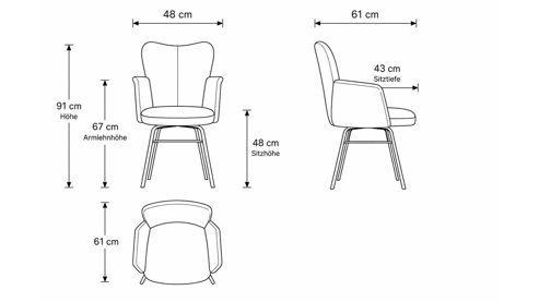 Tischgruppe Interliving aus Holz in Holzfarben Interliving Esszimmer Serie 5115 - Essgruppe mit heller Polsterung beiger Webstoff Shout 05, mandelfarbener Bezug Gaucho 02, anthrazitfarbenes Metall & astige Eiche