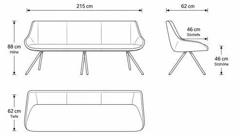 Tischgruppe Interliving aus Leder in Beige Interliving Esszimmer Serie 5115 - sechsteilige Essgruppe milchkaffeefarbenes Leder Tendens Latte, anthrazitfarbenes Metall & astige Eiche