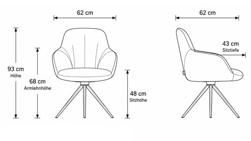 Polsterstuhl Interliving aus Leder in Beige Interliving Esszimmer Serie 5115 - Armlehnstuhl Ravi milchkaffeefarbenes Leder Tendens Latte & anthrazitfarbenes Metall