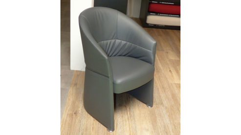 Einzelsessel Erpo aus Leder Metall in Anthrazit ERPO Sessel CL128.10, Einzelsessel ca. 60 x 82 x 64 cm anthrazitfarbenes Leder & mattierte Fußgleiterscheiben