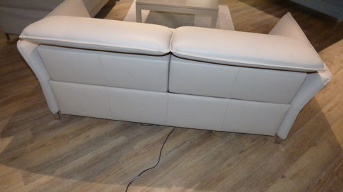 Sofa-Set Erpo aus Leder Metall in Beige Grau ERPO Polstergarnitur Avantgarde 965, 2x Ledersofa beige-graues Leder & hochglänzende verchromte Kufe - 2,5-Sitzer + 2-Sitzer