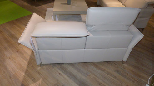 Sofa-Set Erpo aus Leder Metall in Beige Grau ERPO Polstergarnitur Avantgarde 965, 2x Ledersofa beige-graues Leder & hochglänzende verchromte Kufe - 2,5-Sitzer + 2-Sitzer