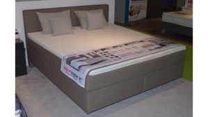 Boxspringbett comfortmaster besser sitzen, liegen, leben aus Stoff in Braun Grau Comfortmaster Boxspringbett Karat 5 Comfort Set 201 Bezug Crown Kaki 51 - Liegefläche ca. 180 x 200 cm