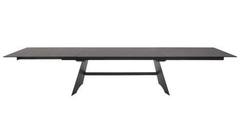 Auszugtisch Interliving aus Keramik in Schwarz Interliving Esszimmer Serie 5123 – Kulissentisch Glas-Keramik Oxid & schwarzes Metall - ca. 250 - 400 x 100 cm