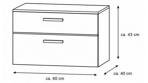 Hängeschrank Interliving aus Holz in Dunkelgrau Interliving Wohnzimmer Serie 2030 - TV-Hängeelement Wolfram Grey - zwei Schubladen, Breite ca. 60 cm