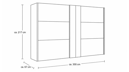 Kleiderschrank Interliving aus Holz in Hellgrau Interliving Schlafzimmer Serie 1036 – Schwebetürenschrank Champagner & Kernholz - zwei Türen, ca. 300 cm