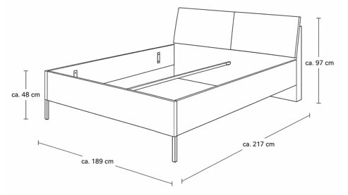 Bettgestell Interliving aus Holz in Hellgrau Interliving Schlafzimmer Serie 1036 – Bettgestell mit Holzeinlage Champagner - Liegefläche ca. 180 x 200 cm