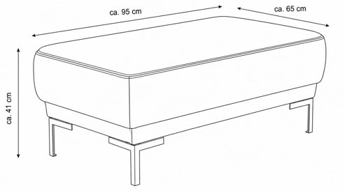 Polsterhocker Interliving aus Stoff in Hellgrau Interliving Sofa Serie 4251 – Polsterhocker platinfarbener Stoffbezug Vaneo 7 & Metallfüße 4.26 – ca. 95 x 65 cm