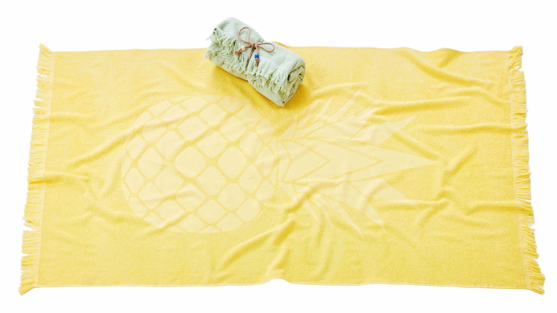 Hamamtuch Done.® aus Stoff in Gelb done.® Hamamtuch Capri lemonfarbene Baumwolle – Ananas-Motiv