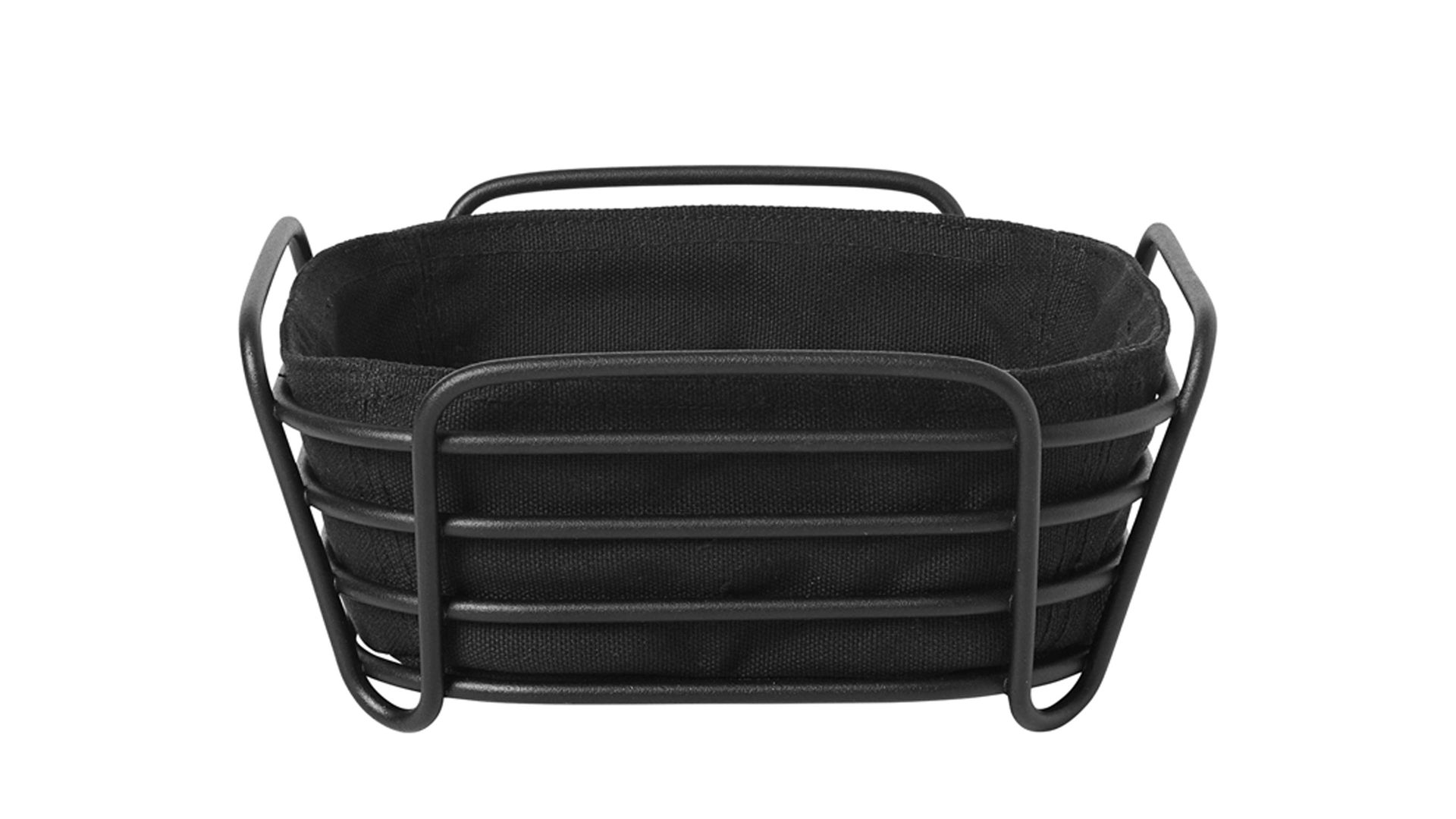 Brotkorb Blomus aus Metall in Schwarz blomus Brotkorb Delara dunkelgrauer Stoff Magnet & schwarzer Stahldraht – ca. 21 x 21 cm