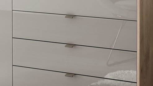 Kombikommode PARTNERRING COLLECTION aus Holz in Grau PARTNERRING COLLECTION Schlafzimmerprogramm Madison - Kombikommode Kieselgrau & Nordic Eiche - eine Tür, fünf Schubladen Breite ca. 120 cm