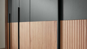 Kleiderschrank PARTNERRING COLLECTION aus Holz in Dunkelgrau PARTNERRING COLLECTION Schlafzimmerprogramm Valetta - Kleiderschrank Graphit & Eiche Bianco - sechs Türen, Breite ca. 300 cm