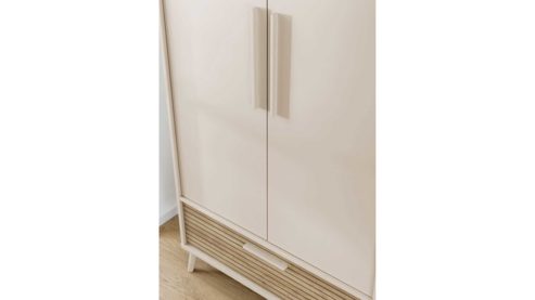 Kleiderschrank Paidi aus Holz Nachbildung in Beige Holzfarben Hell PAIDI Kleiderschrank Eefje 1730313 - 3-türig Cashmere Beige - Groovy Oak, 2 Kleiderstangen, 4 Böden