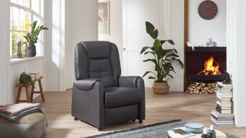 Fernsehsessel Steinpol polsteria aus Leder in Schwarz Leder-Fernsehsessel schwarzes Leder Punch - ein Motor