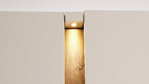 Kleiderschrank PARTNERRING COLLECTION aus Holz in Beige rauch ORANGE Luana - Kleiderschrank mit Beleuchtung Champagner & Atlantic oak - sechs Türen, Breite ca. 301 cm