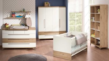 Komplettzimmer Paidi aus Holz Nachbildung in Weiß PAIDI Babyzimmer Remo mit Bett, Wickelkommode und Kleiderschrank Babyzimmer Remo - kreideweiß