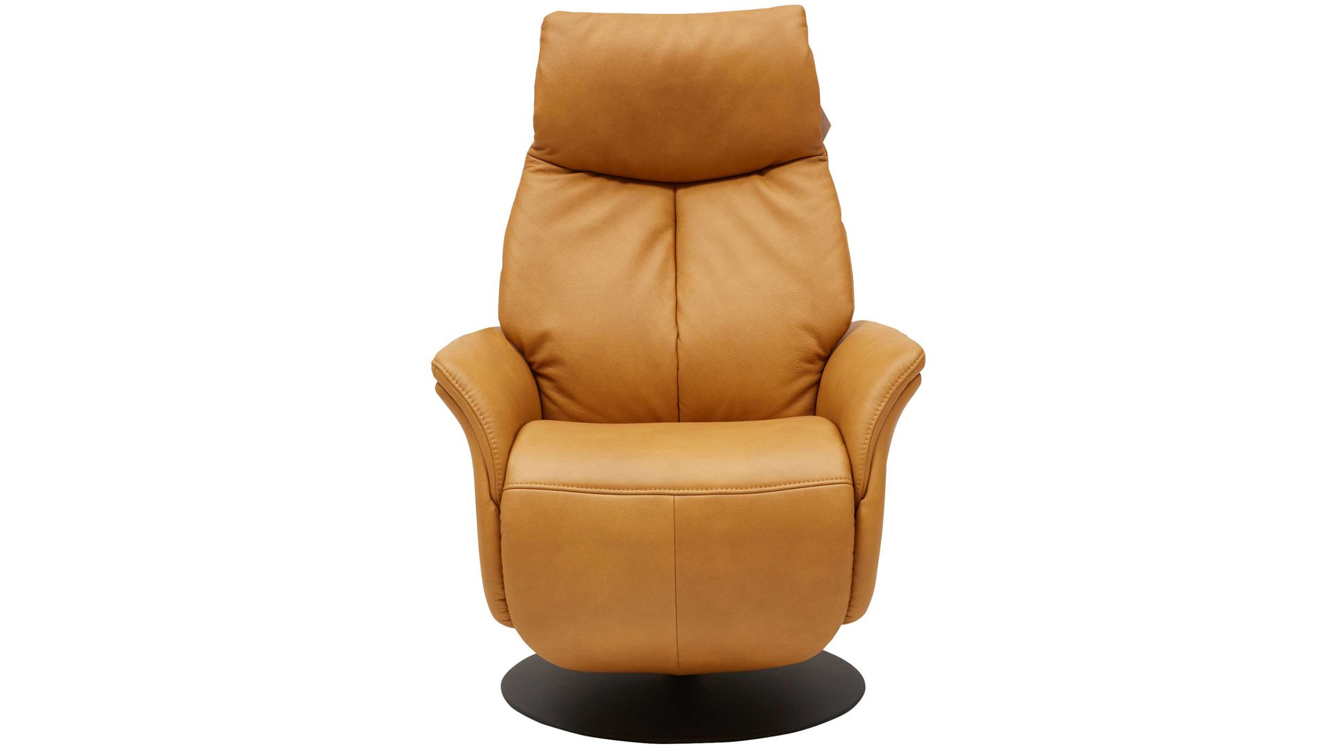 Relaxsessel Interliving aus Leder in Gelb Interliving Sessel Serie 4550 - Sessel zwei Motoren & Aufstehhilfe - kürbisfarbenes LongLife-Leder & anthrazitfarbener Tellerfuß