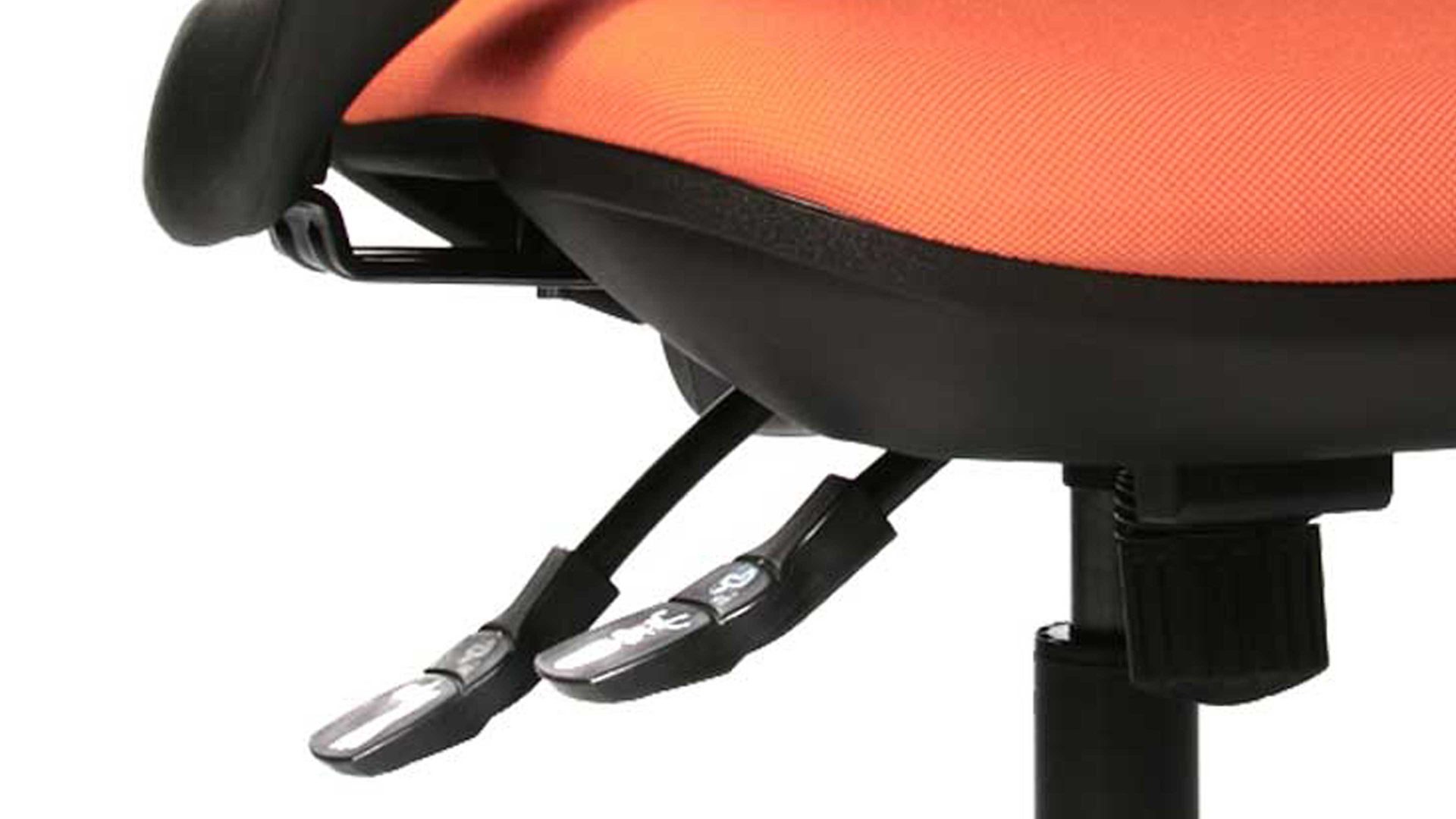 Drehstuhl OrthoSedis aus Stoff in Orange Drehstuhl OrthoSedis 40 als Bürostuhl mit Bandscheibensitz oranger Bezug G04 & schwarzes Drehkreuz