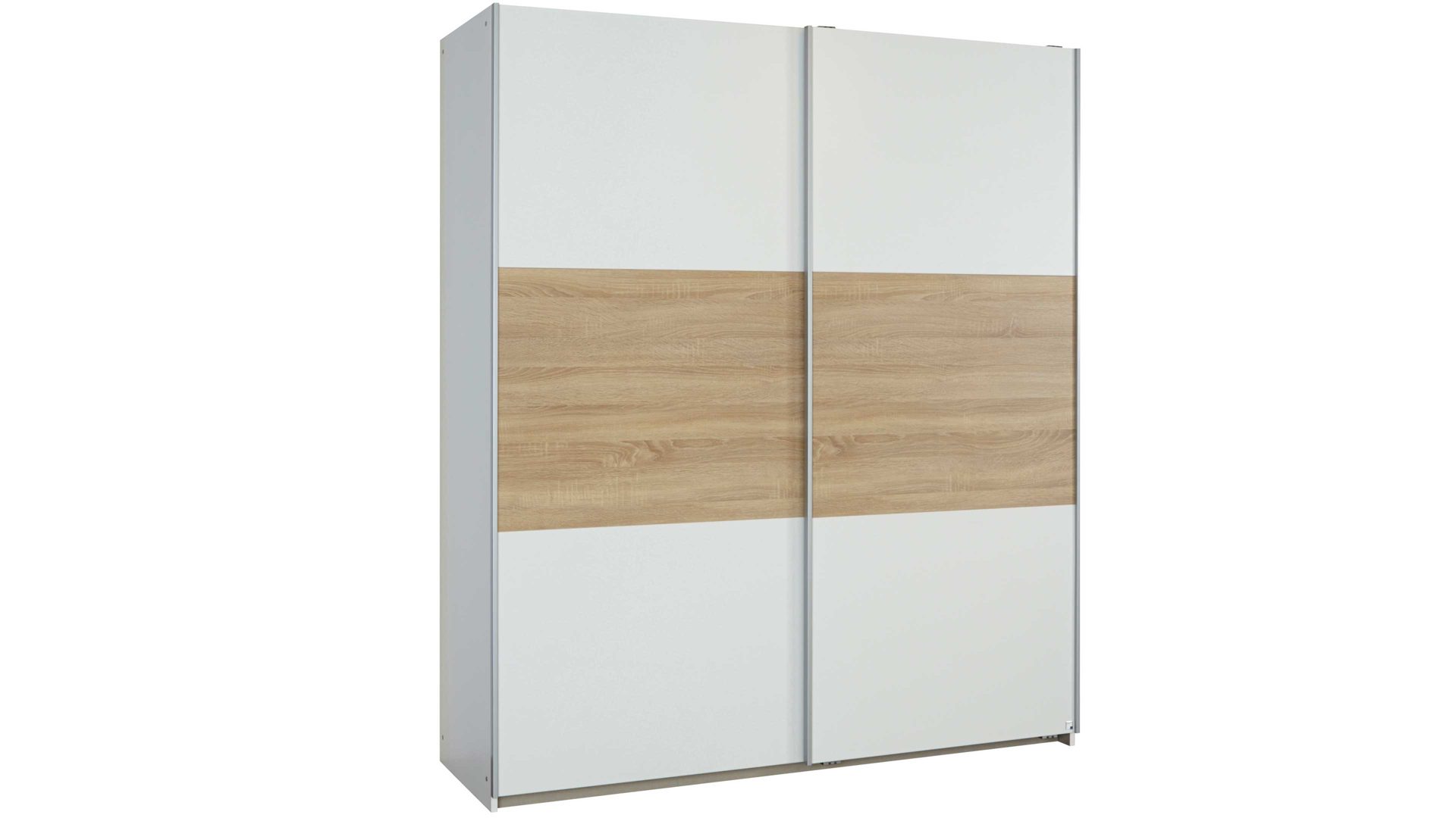 Kleiderschrank Rauch aus Holz Nachbildung in Weiß Holzfarben Hell RAUCH Schwebetürenschrank Nelas - Kleiderschrank Alpinweiß & Sonoma Eiche - zwei Türen, Breite ca. 175 cm