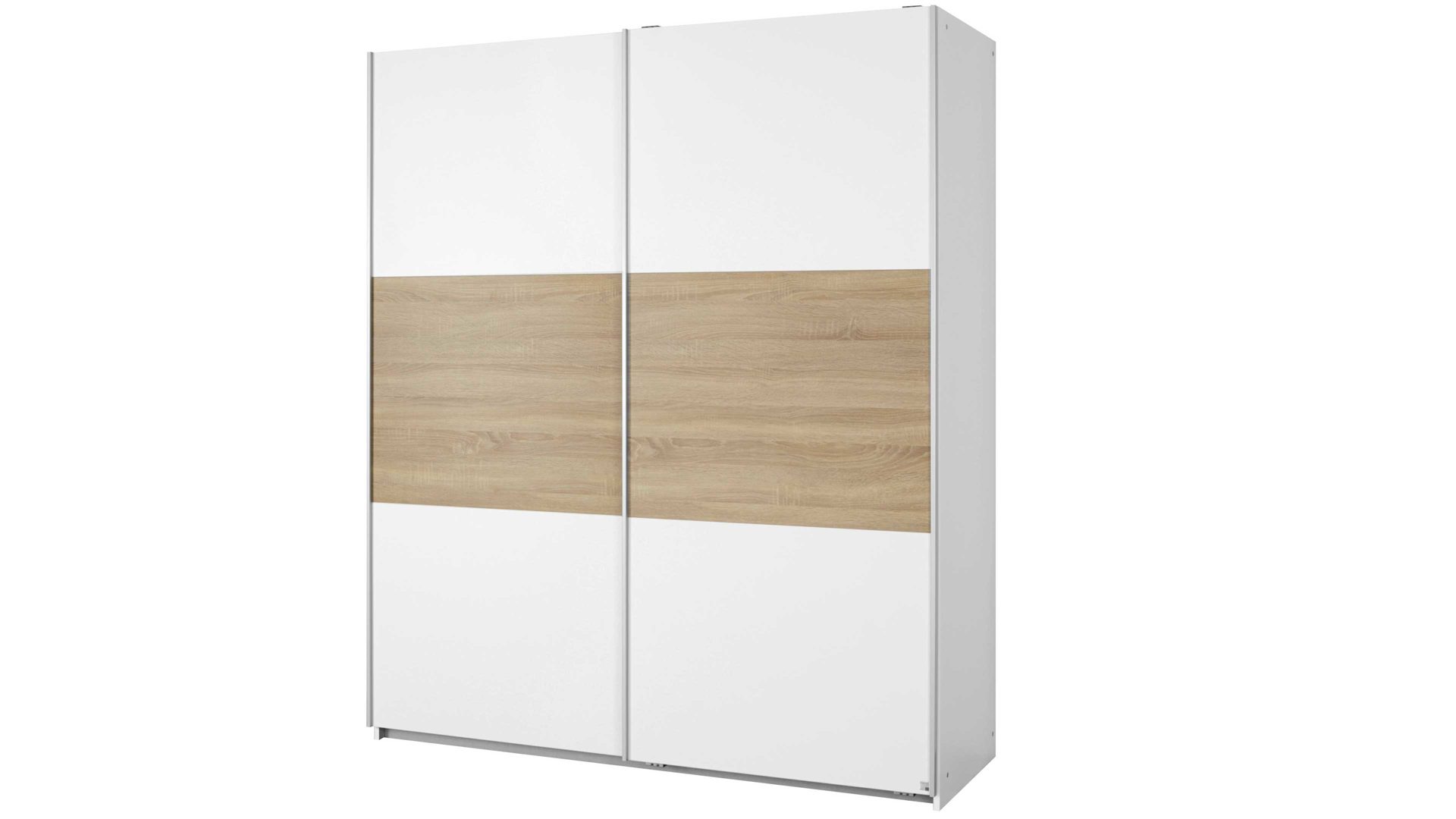 Kleiderschrank Rauch aus Holz Nachbildung in Weiß Holzfarben Hell RAUCH Schwebetürenschrank Nelas - Kleiderschrank Alpinweiß & Sonoma Eiche - zwei Türen, Breite ca. 175 cm