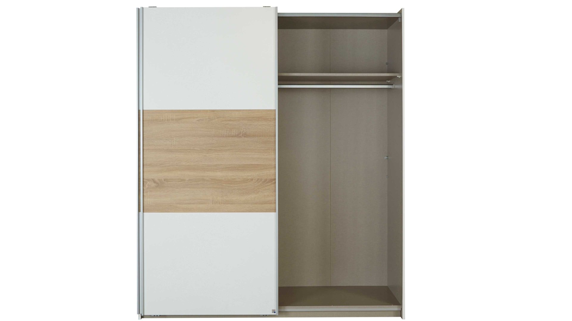 Kleiderschrank Rauch aus Holz Nachbildung in Weiß Holzfarben Hell RAUCH Schwebetürenschrank Nelas - Kleiderschrank Alpinweiß & Sonoma Eiche - zwei Türen, Breite ca. 175 cm