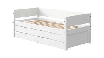 Einzelbett Flexa aus Holz in Weiß FLEXA White Einzelbett inkl. Ausziehbett + 2 Schubladen 90x200 cm weiß