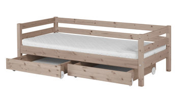 Einzelbett Flexa aus Holz in Braun FLEXA Classic Bett mit Absturzsicherung und Schubladen 90x200 cm Kiefer Terra