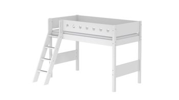 Einzelbett Flexa aus Holz in Weiß FLEXA White Mittelhohes Bett mit Schrägleiter 90x200 cm weiß - weiß