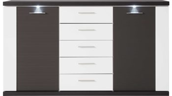 Sideboard Ideal möbel aus Holz in Schwarz Sideboard Manhattan Weiß & Graphit – zwei  Türen, fünf Schubladen
