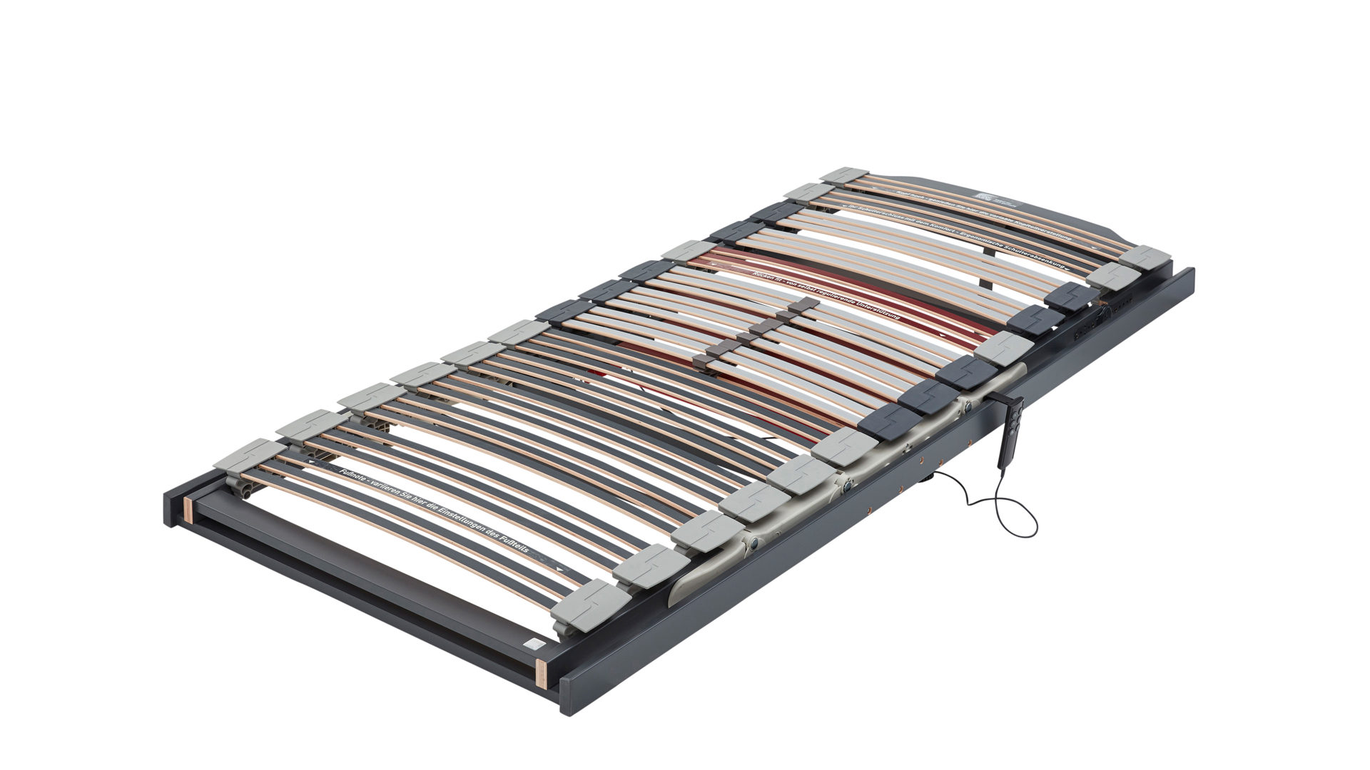 Lattenrost Interliving aus Holz in Grau Interliving Lattenrost Serie 1943 – Lattenrost MASTER motorische Rücken- & Fußteilverstellung – Liegefläche ca. 80 x 200 cm