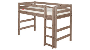 Einzelbett Flexa aus Holz in Braun FLEXA Classic mittelhohes Bett 90x200 cm mit senkrechter Leiter Kiefer Terra