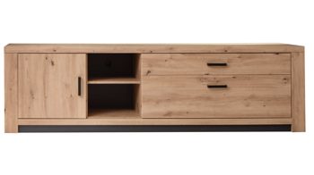 Lowboard Mca furniture aus Holz in Holzfarben Wohnprogramm Brüssel – Medien-Lowboard Balkeneiche & Anthrazit – eine Tür, zwei Schubladen, Länge ca. 220 cm
