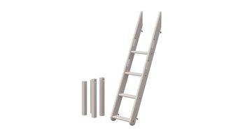 Einzelbett Flexa aus Holz in Grau FLEXA Classic Schrägleiter + Verbindungspfosten  für 90-140 cm Etagenbett, Kiefer grau lasiert