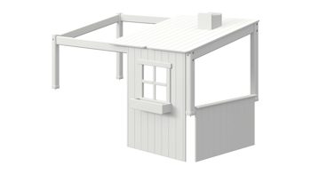 Einzelbett Flexa aus Holz in Weiß FLEXA Classic-Haus Größe 1-2  für Classic Einzelbett + halbhohes Bett 90x200 cm, Kiefer weiß lasiert