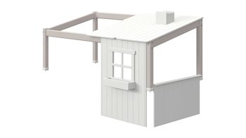 Einzelbett Flexa aus Holz in Grau FLEXA Classic-Haus Größe 1-2  für Classic Einzelbett + halbhohes Bett 90x200 cm, Kiefer grau lasiert