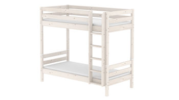 Einzelbett Flexa aus Holz in Weiß FLEXA Classic Etagenbett 90x200 cm mit senkrechter Leiter und extra Höhe Kiefer weiss lasiert