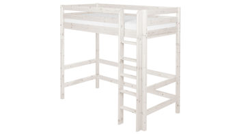 Einzelbett Flexa aus Holz in Weiß FLEXA Classic Hochbett Bett 90x200 cm mit senkrechter Leiter Kiefer weiss lasiert