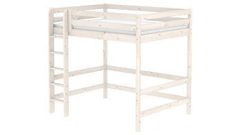 Einzelbett Flexa aus Holz in Weiß FLEXA Classic Hochbett Bett 140x190 cm mit senkrechter Leiter Kiefer weiss lasiert