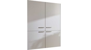 Einbauküche WERT KÜCHE® aus Holz in Beige WERT KÜCHE® Nora mit AEG Einbaugeräten Muschelweiß & Virginia Eiche – zweizeilig